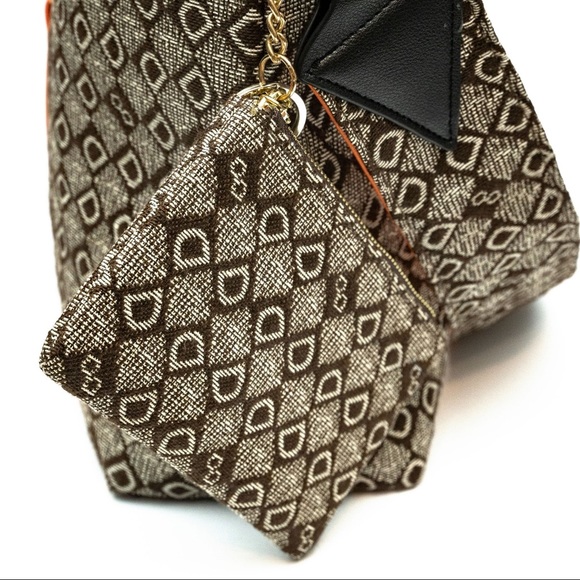 DASTI Jacquard Tote & Wallet Set – Brown Monogram Crossbody Bag Medium - Picture 8 of 14